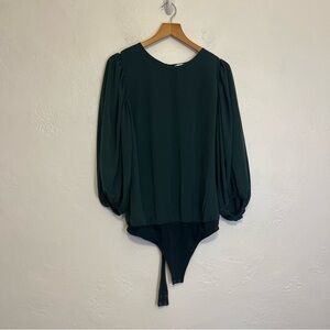 NWT Abercrombie bodysuit green puff sleeve